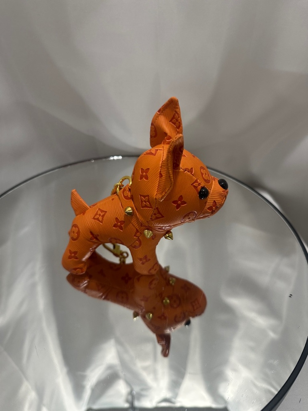 Luxury Orange French bulldog  Plush Keychain with Stud Accents NWT !! - Picture 3 of 4